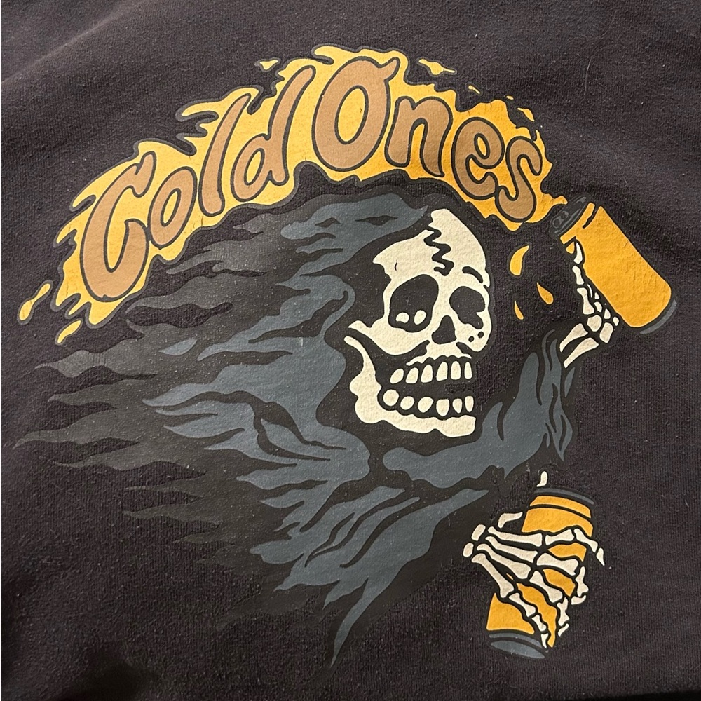 Vans Hoodie Black Cold Ones Medium Skeleton Beer Graphic Print Pullover
